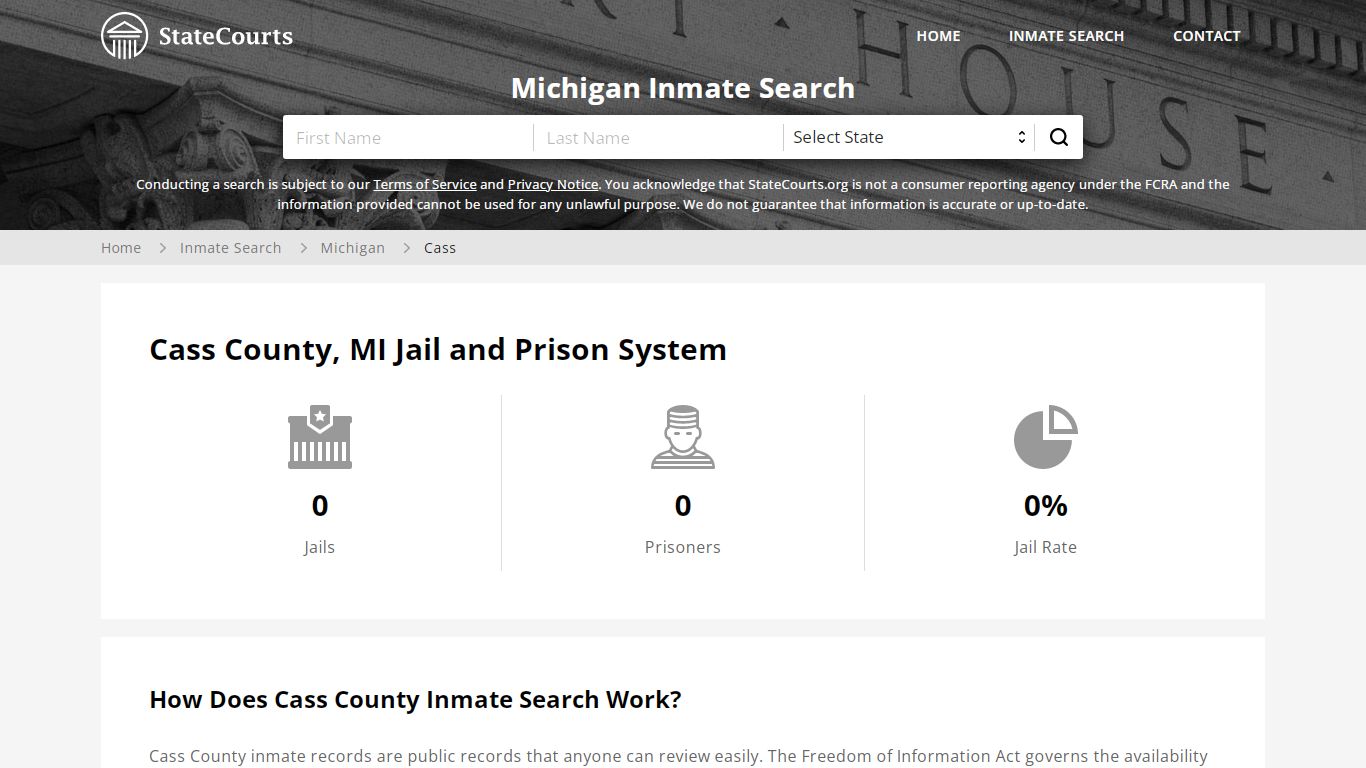 Cass County, MI Inmate Search - StateCourts