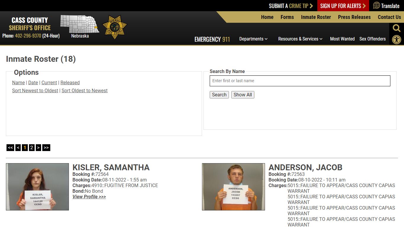 Inmate Roster - Cass County NE Sheriff's Office